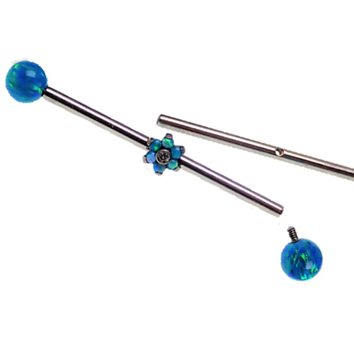 Peacock Blue Opal Industrial Barbell 14g