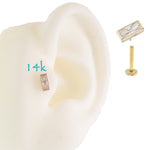 14k Recangle/ Titanium Flatback Push fit Piercing