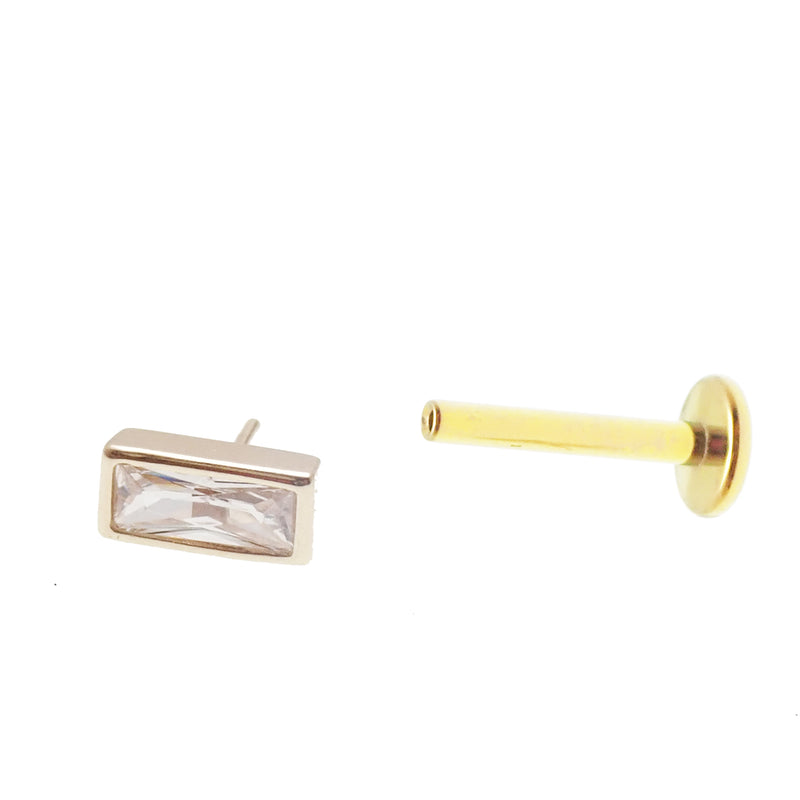 14k Recangle/ Titanium Flatback Push fit Piercing