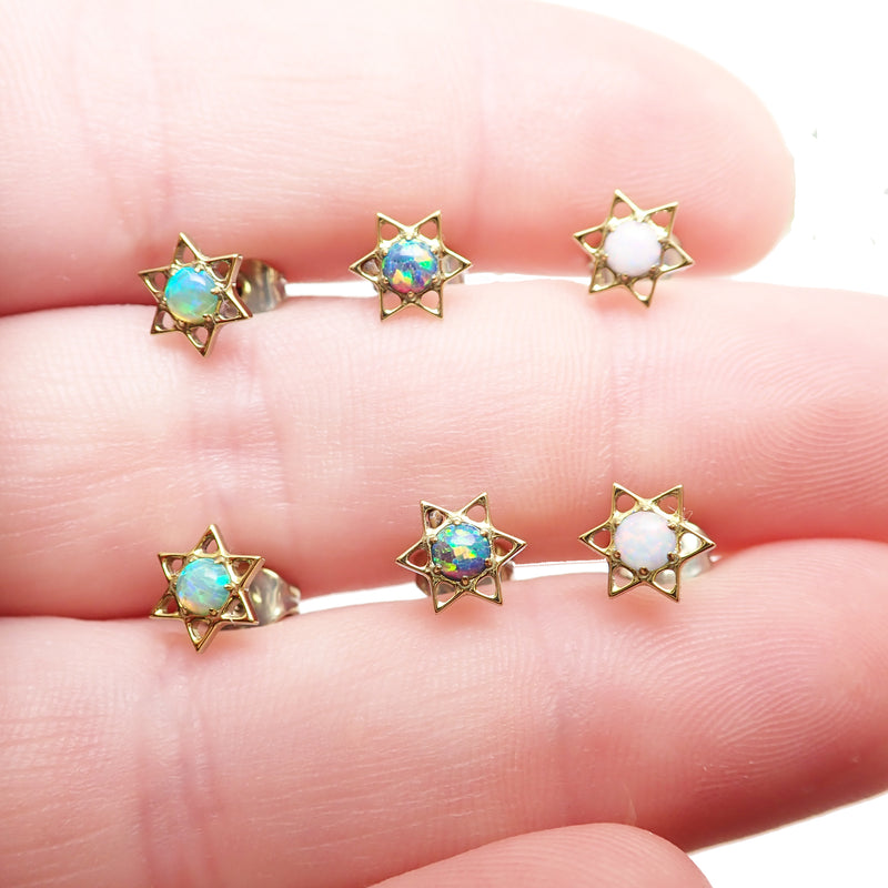 Star and Opal Titanium Earrings