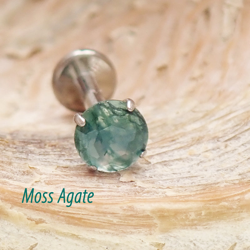 Moss agate 4mm natural stone & flatback