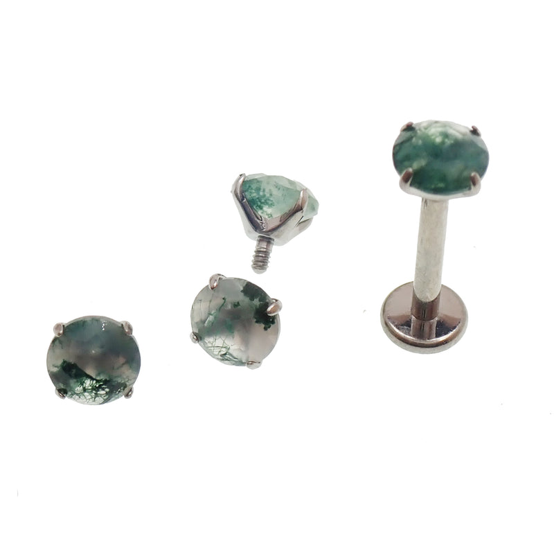 Moss agate 4mm natural stone & flatback