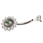 Moss Agate /CZ Belly Ring 14g 10mm