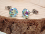 CZ Mermaid  Blue Titanium Earrings Pair