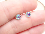 CZ Mermaid  Blue Titanium Earrings Pair