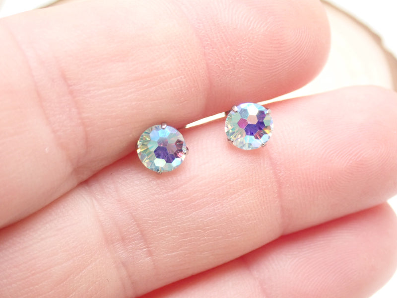 CZ Mermaid  Blue Titanium Earrings Pair