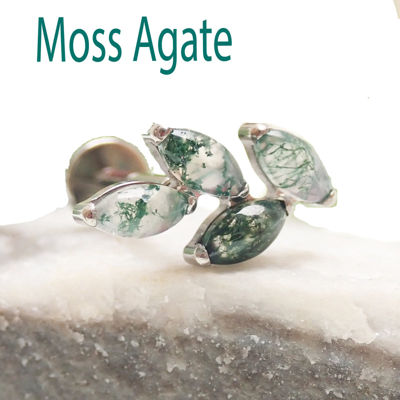 Moss agate arch natural stone & flatback