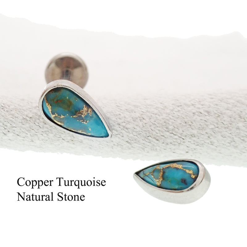 Copper Turquoise Flatback Piercing 18g, 16g, 14g