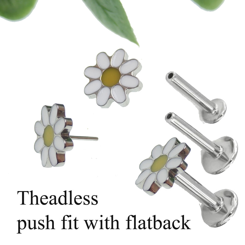 Daisy Fit Titanium Flatback Piercing 20g, 18g, 16g, 14g