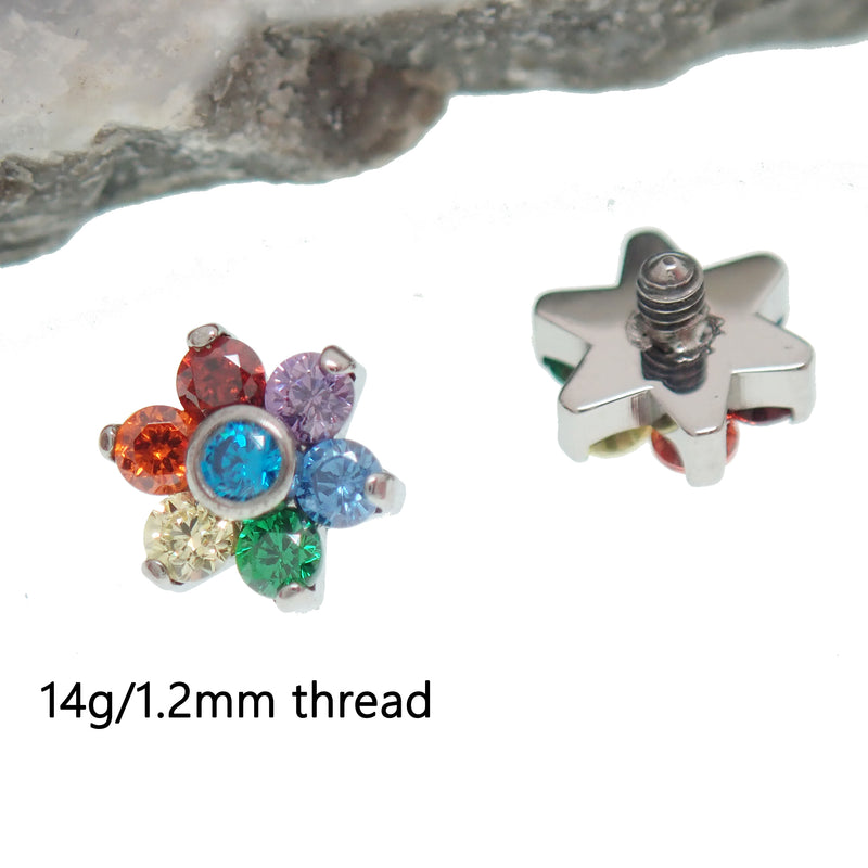 Multi CZ flower Top Dermal / belly loose top 14g