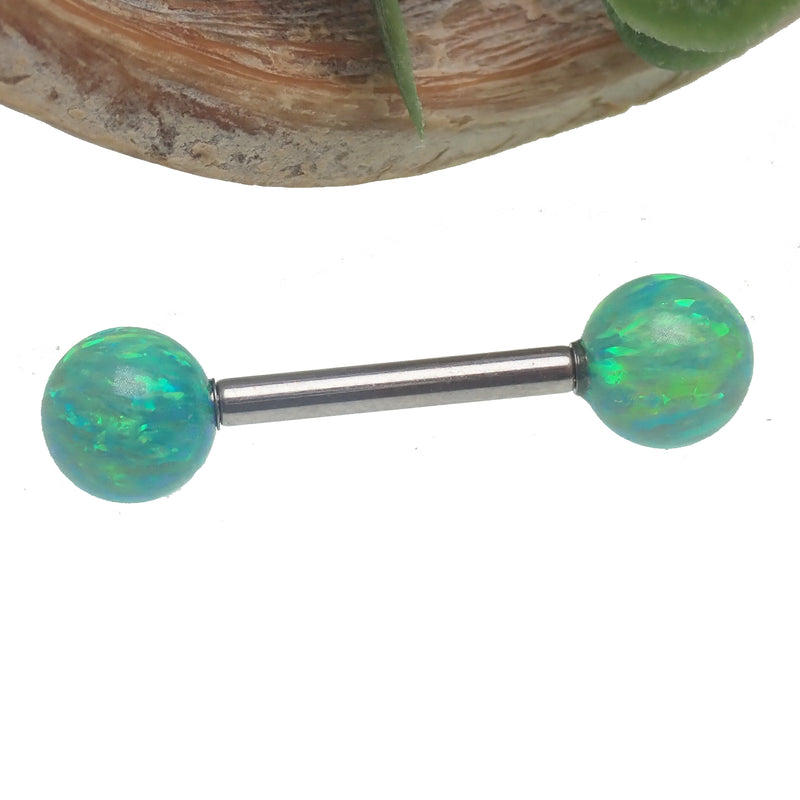 Titanium Barbell Kiwi Green Fire Opals