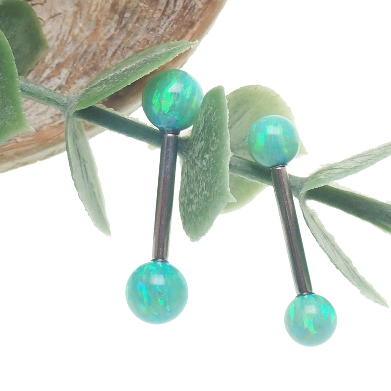 Titanium Barbell Kiwi Green Fire Opals