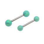 Titanium Barbell Kiwi Green Fire Opals