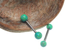 Titanium Barbell Kiwi Green Fire Opals