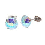 CZ Mermaid  Blue Titanium Earrings Pair