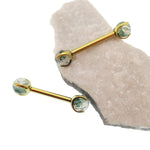 Moss Agate Nipple barbell Piercing 16g