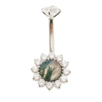 Natural Stone/CZ Belly Ring 14g 10mm