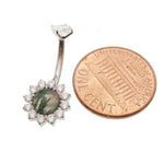 Natural Stone/CZ Belly Ring 14g 10mm