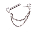 CZ Double Chain Titanium Nipple Bar 16g, 14g, 12g