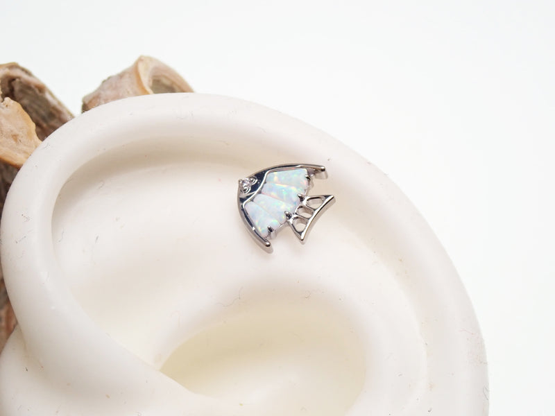 Opal Fish Cluster Titanium Flatback Piercing