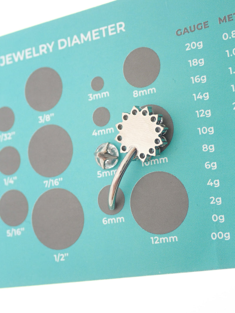 Natural Stone/CZ Belly Ring 14g 10mm