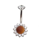 Natural Stone/CZ Belly Ring 14g 10mm