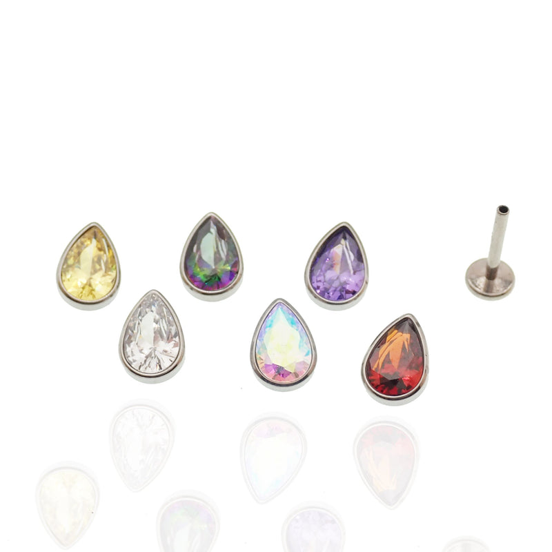 Large CZ Teardrop Flat Back 14g, 16g, 18g