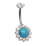 Natural Stone/CZ Belly Ring 14g 10mm