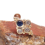 Sapphire Blue Cluster 14k Gold Push Fit